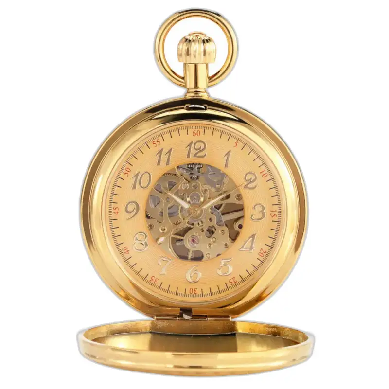 Montre à gousset Mécanique Golden Bell Luxe avec boîtier doré élégant