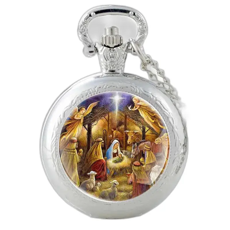Montre collier Naissance de Jésus Vintage Femme avec scène de Nativity