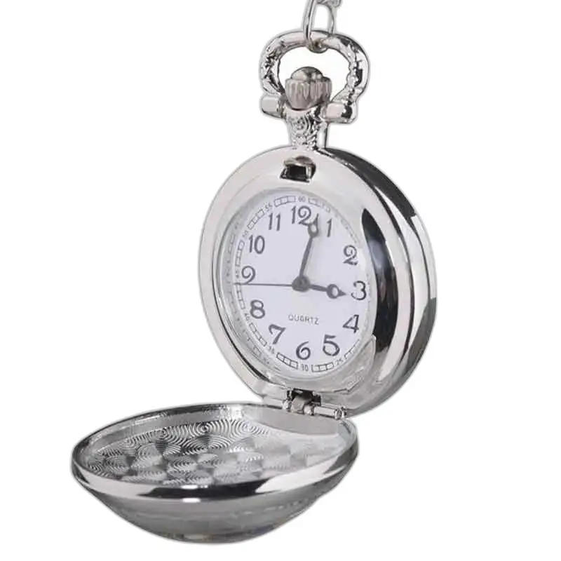 Montre Collier Papillon élégant en Acier Inoxydable avec montre à gousset argentée ouverte