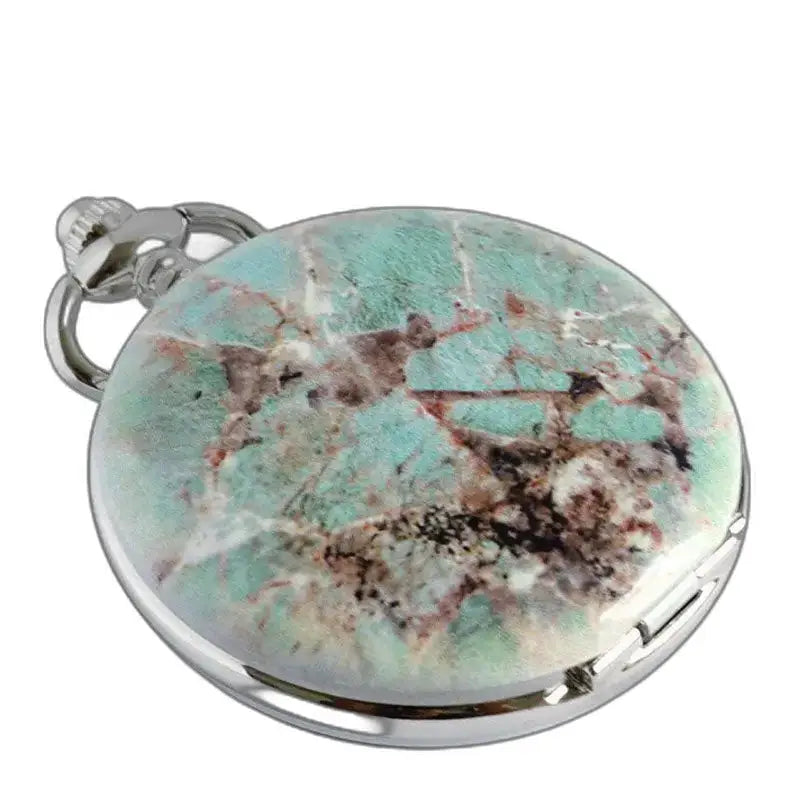 Montre de Poche Mécanique Bluemarble Luxe avec motif turquoise élégant