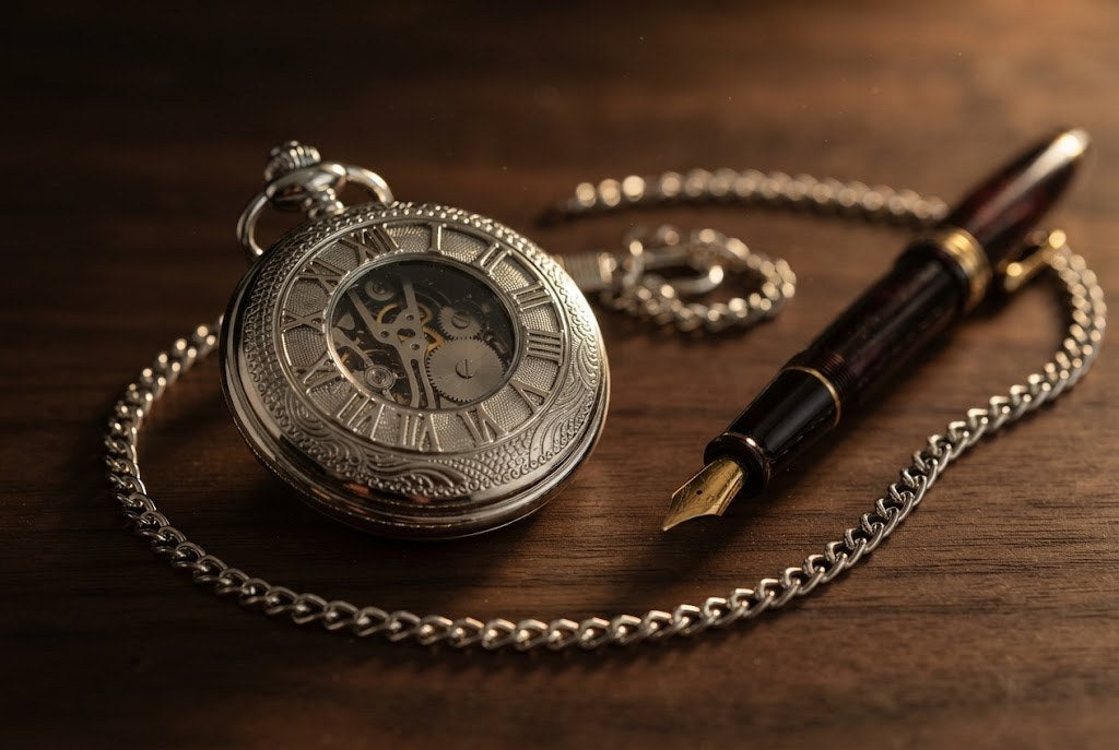 Montre à Gousset Mécanique Demi-chasseur Homme - Argenté ciselé, fond transparent